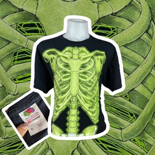 เสื้อยืดวินเทจลายกระดูก ป้าย fruit of the loom ไซด์XL