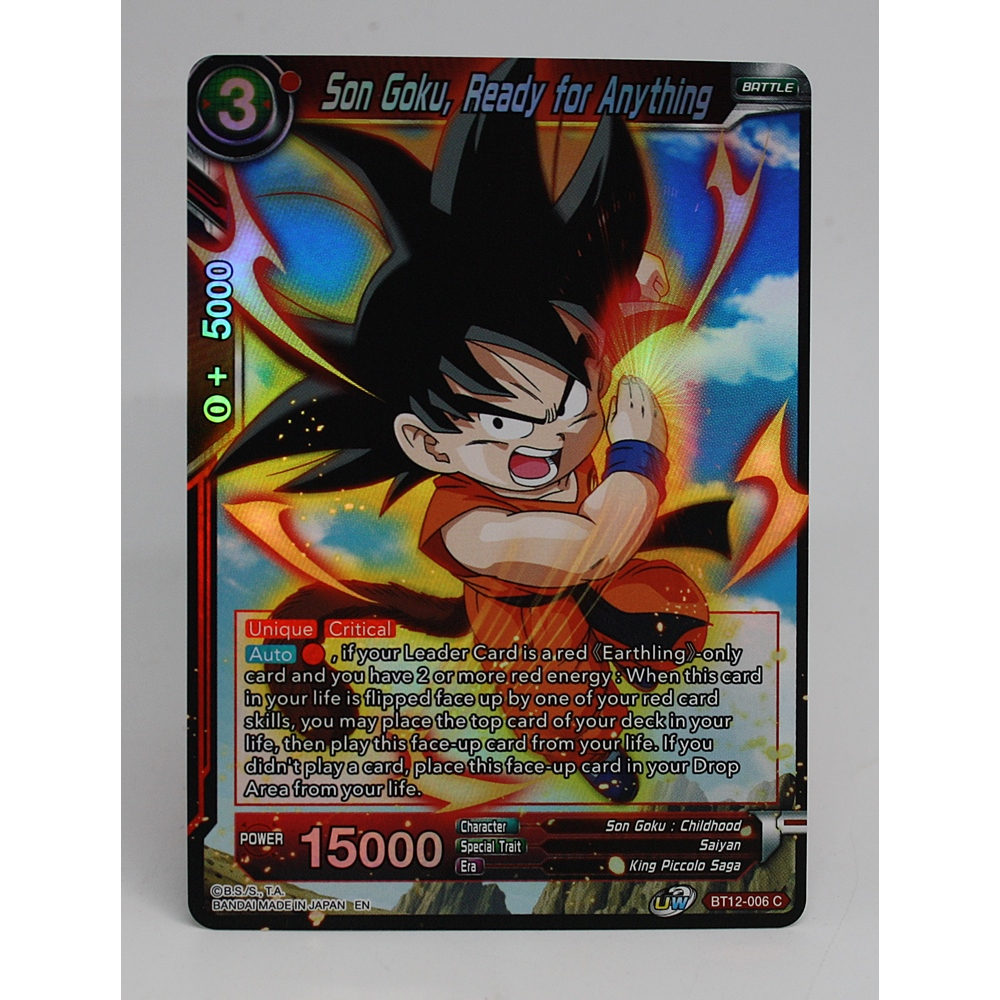 การ์ดดราก้อนบอล Dragon Ball Super Card BT12-006 Son Goku, Ready For Anything