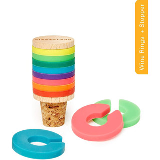 Kikkerland Rainbow Drink Markers + Bottle Stopper