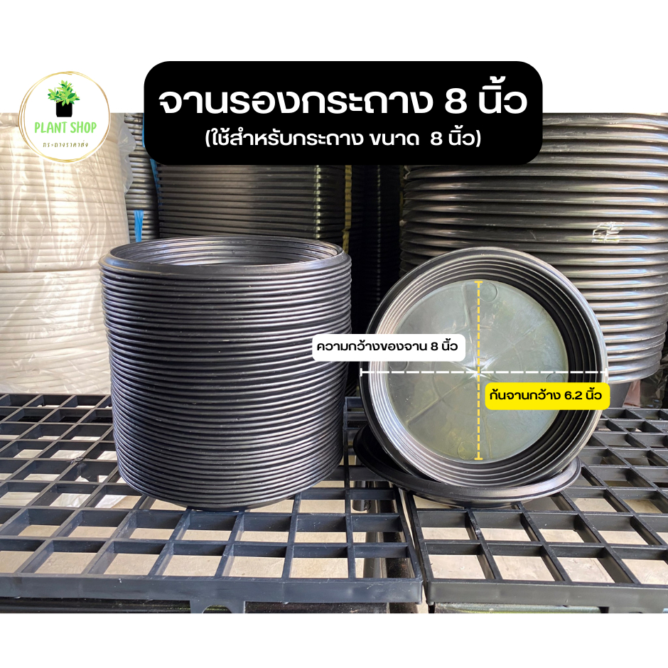 จานรองกระถาง สำหรับกระถาง ขนาด 8 นิ้ว สีดำ