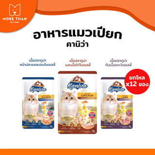 (12ซอง) Kaniva Pouch อาหารแมว แบบเปียก คานิว่า ขนาด 70 กรัม (x12 ซอง)