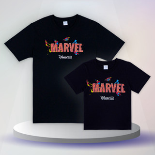 Disney 100 Years Of Wonder Men T-Shirt Marvel Logo - เสื้อยืดครอบครัว ดิสนีย์ 100 ปี โลโก้ มาร์เวล ผู้ชายสินค้าลิขสิทธ์แท้100% characters studio