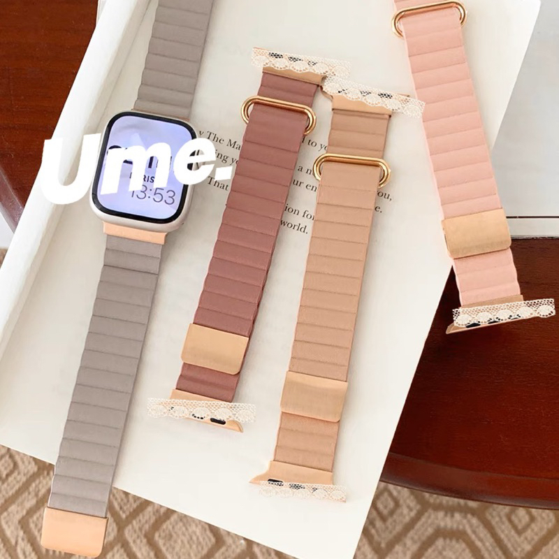 NEW สายหนังลูกฟูก แบบเข็มใช้ได้กับ Watch11 10 9 8 ultra 7 6 5 4 3 2 1 se Size 40/41mm 44/45/49/46mm strap smart watch