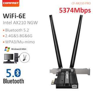 Comfast Cf-Ax210 Pro 5374Mbps Tri-Band + การ์ดเครือข่ายไร้สาย บลูทูธ 5.2 Wifi6E Pci-E พร้อมฮีทซิงค์