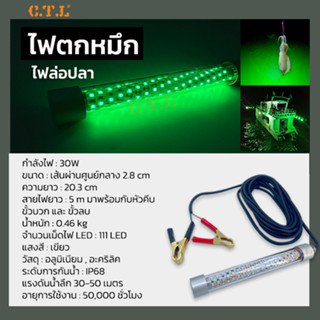 ไฟตกหมึก ไฟล่อปลา DC12V 30W ไฟสำหรับน้ำ บ่อน้ำ ไฟหลอดไฟสีเขียว