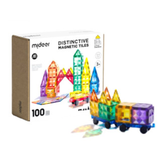 Mideer มิเดียร์ Distinctive Magnetic Tiles 100pcs แม่เหล็กตัวต่อสีรุ้ง 100 ชิ้น