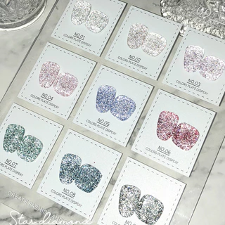 สีกลิตเตอร์ กากเพชร เม็ดสีแน่นๆ สวยงาม แบรนด์ AS 15ml. AYZ Set สีเจล สีทาเล็บ
