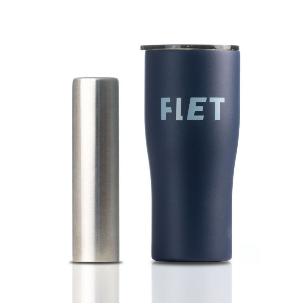 FLET tumbler - สีน้ำเงิน - แก้วเก็บความเย็น มาพร้อมแท่งน้ำแข็งสแตนเลส เครื่องดื่มเย็นไม่ต้องใส่น้ำแข็ง