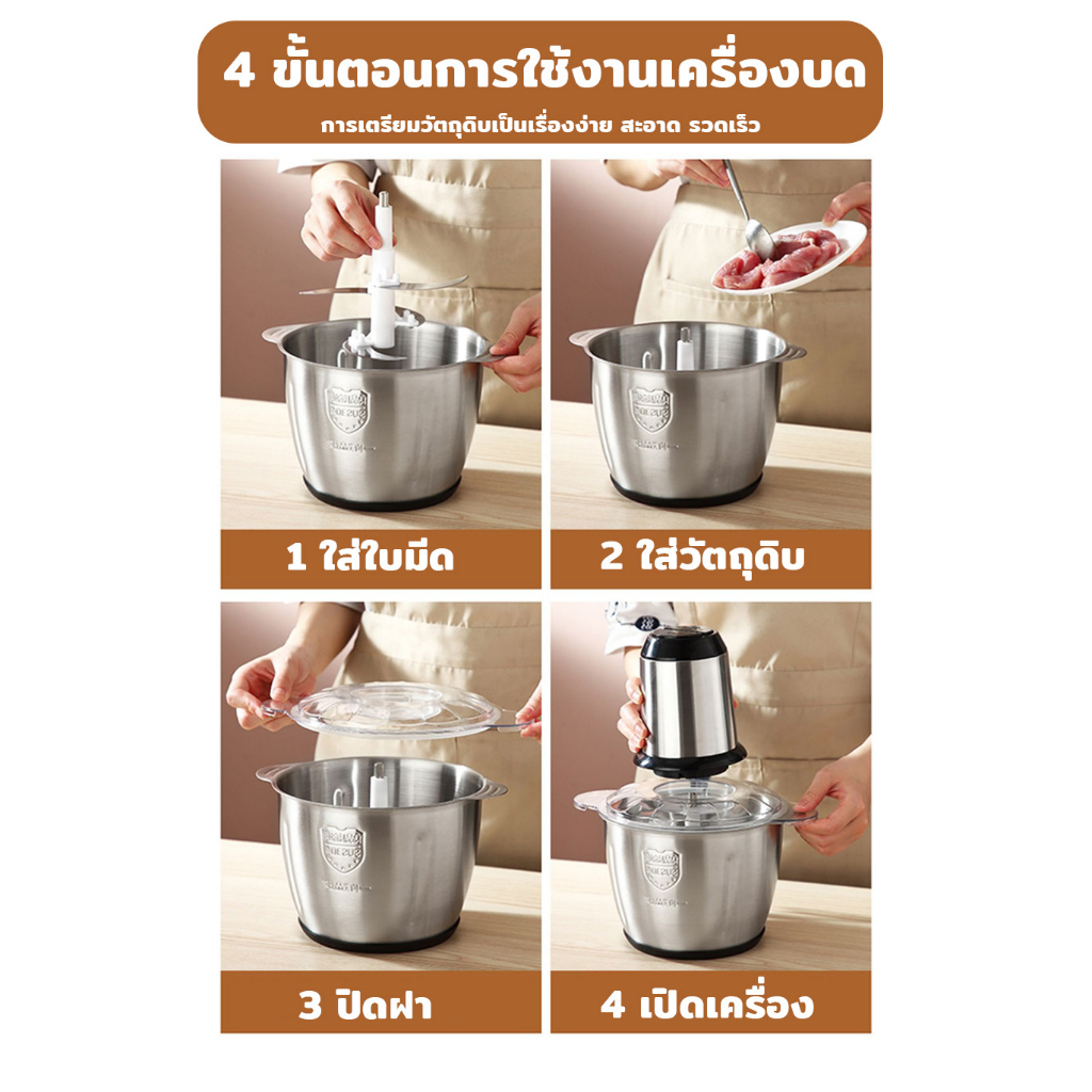 เครื่องปั่น ปั่นอเนกประสงค์ ไฟฟ้า 4ใบมีด 2ลิตร รูปที่ 4