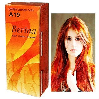 Berina - A19 สีส้มนำ้ตาล สีย้อมผม สีผม ครีมย้อมผม ยาย้อมผม W.200 รหัส.BerinaA19