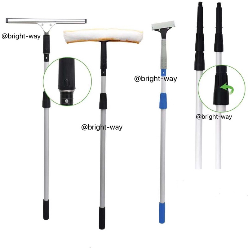 BWT(ส่งจากกรุงเทพๆ) ด้ามต่อปรับระดับ อลูมิเนียม2.4m3.6m4.5m6.0m 9.0มด้ามต่อชุดขนแกะแข็งแรงไม่งอ อุปกรณ์ทำความสะอาดกระจก