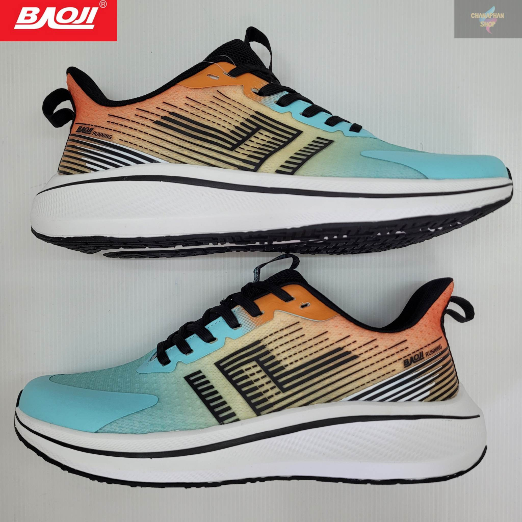 BAOJI ของแท้ 100% รองเท้าผ้าใบชาย รองเท้าออกกำลังกาย รุ่น BJM769 สีฟ้าส้ม/สีขาวดำ/สีขาวน้ำเงิน SIZE 41-45
