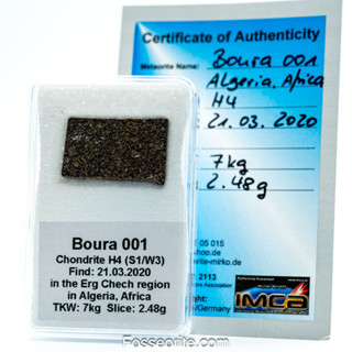 อุกกาบาต หิน BOURA 001 Meteorite แบบสไลซ์ พร้อมใบรับรอง จาก Germany #6 หนัก 2.48 กรัม