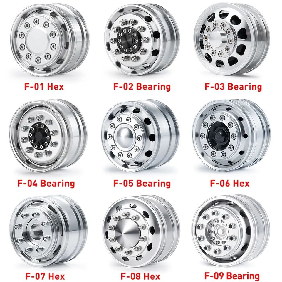1/14 Tamiya Front Wheel Hub Metal Bearing/Hex Wheel Rim for 1/14 Tamiya Truck RC Trailer