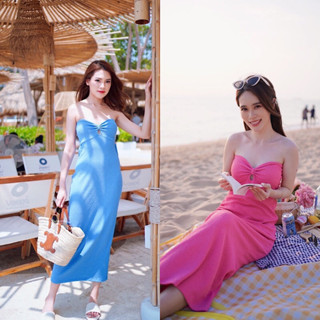 Malibu Dress เดรสยาว ผ้ายืด เกาะอก สีสันสดใส