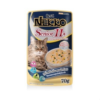 Nekko Senior สูตรแมวสูงวัย11+ รสทูน่าครีมมี่ผสมผักโขม 12ซอง