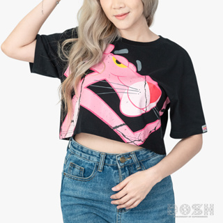 DOSH WOMENS CROPPED TOPS PINK PANTHER เสื้อยืดทรงครอปสั้น ผู้หญิง 9DPPWT1017-BL