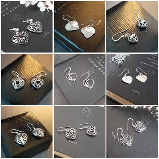 MT ต่างหูเงินแท้ ดีไซน์ รูปหัวใจ หลากหลายดีไซน์ 925 Sterling Silver Heart Design Drop Earrings (semix7) MT Jewelry มณีธารา