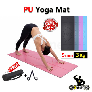 ราคาเสื่อโยคะยางพารา 5mm หนัก 3Kg  Free!!กระเป๋า+สายรัด PU Yoga Mat