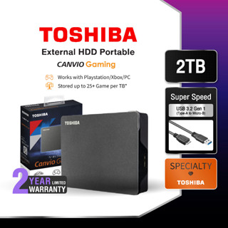 Toshiba External HDD (2TB) USB 3.2  SuperSpeed, รุ่น (Canvio Gaming) PlayStation/Xbox/PC ฮาร์ดดิสพกพา (TSB-HDTX120AK3AA)