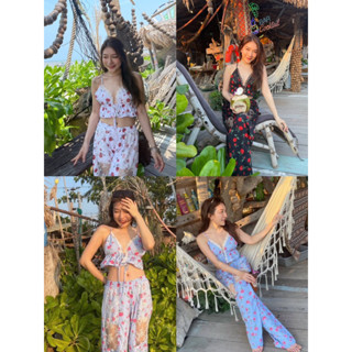 🌷rosie summer set🌷  summer calling เตรียมชุดไปทะเลกันค่าสาววว  ชุดเซทลายดอก กางเกงต่อลูกไม้สวยสับ