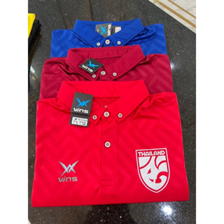 เสื้อโปโลVINS2102 logoทีมชาติไทยใหม่ขาวมีขอบ