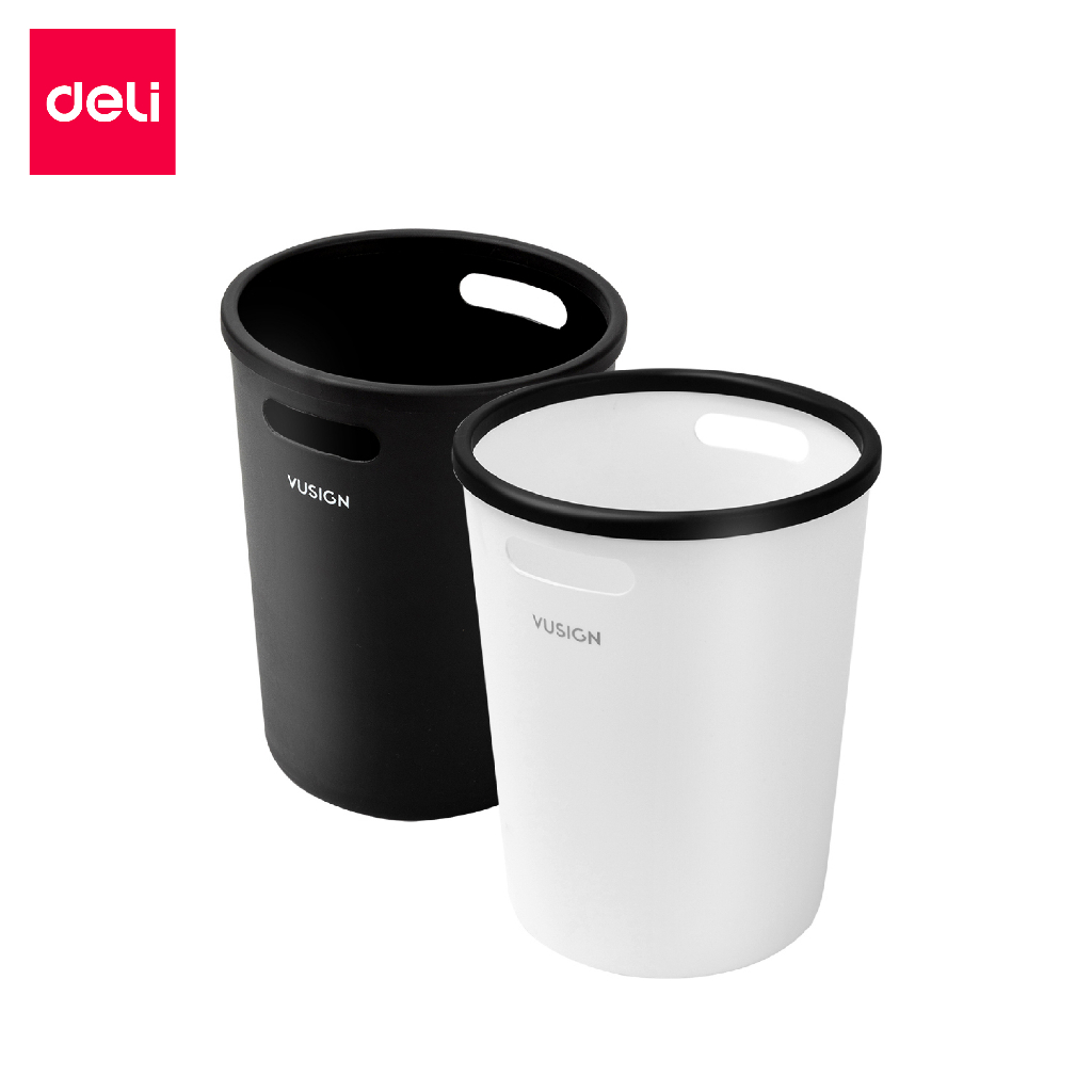 Deli ถังขยะ ถังขยะทรงกลม สไตล์มินิมอล ปากถังกว้างเทง่าย ไม่เลอะเทอะ Rubbish bin