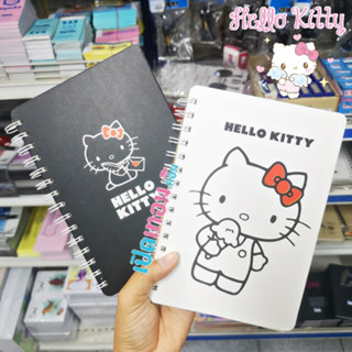 สมุดริมลวด Hello Kitty​ ​ปกแข็งไม้อัดขาว-ดำ​ ลายคิตตี้ รุ่น KT-407-10MJ ขนาด A5 แบบถนอมสายตา 80 แกรม 80 แผ่น