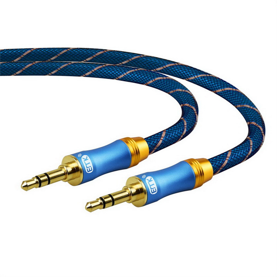 ERTK NEW AUX Blue Aux 3.5 to 3.5 Cable สายถักหนังงู สำหรับเครื่องเสียง