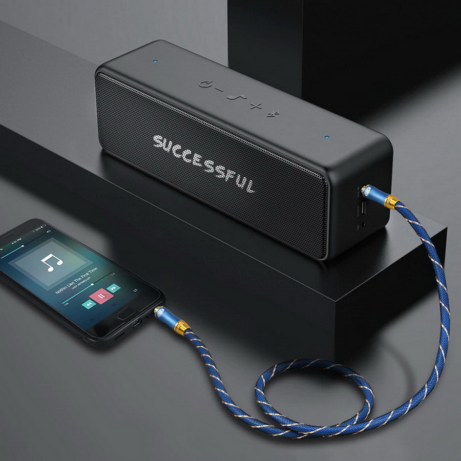 ERTK NEW AUX Blue Aux 3.5 to 3.5 Cable สายถักหนังงู สำหรับเครื่องเสียง