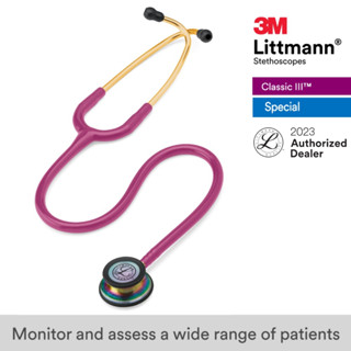 3M Littmann Classic III 27 inch, #5806 (Raspberry Tube, Rainbow-Finish Chestpiece Stainless Stem &amp; Eartubes)