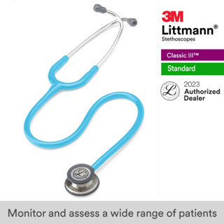 3M Littmann Classic III 27 inch, #5835 (Turquoise Tube, Standard-Finish Chestpiece Stainless Stem &amp; Eartubes)