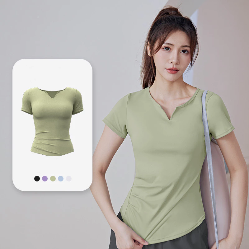 MVP Sport เสื้อยืดคอวีแขนสั้น ผู้หญิง ระบายอากาศ โยคะ thumbnail 6