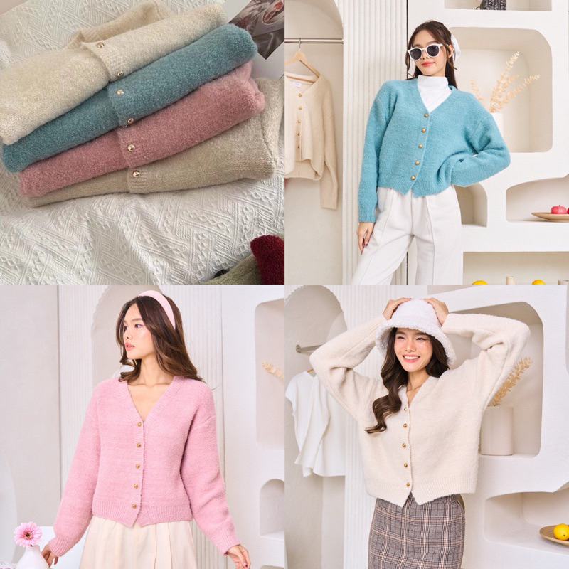 umore.made พร้อมส่ง Rita knit cardigan คาดิแกนไหมพรมคอวี ทรงน่ารักมากกกก