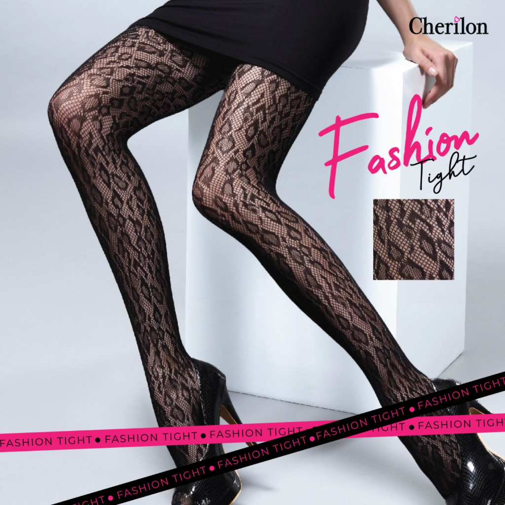 CHERILON FASHION TIGHTS เชอรีล่อน ถุงน่อง แฟชั่น ถุงน่องตาข่าย ลายเสือ สีดำ NSA-FNET01-BLF
