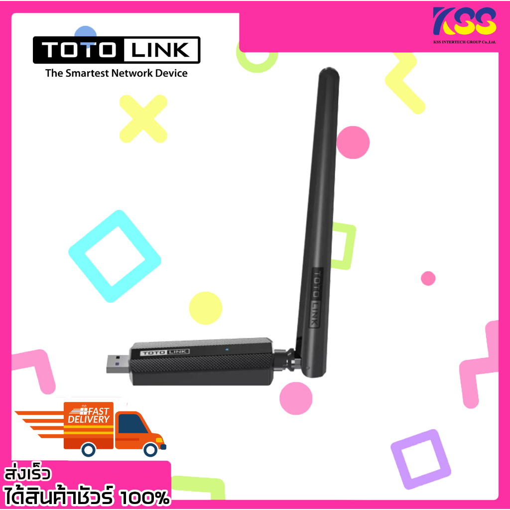 ตัวรับสัญญาณไวไฟ ยูเอสบีรับไวไฟ TOTOLINK Wireless USB Adapter X6100UA AX1800 Dual Band Wi-Fi 6 เปิดบ