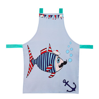 SuperSOSO! ผ้ากันเปื้อนทําอาหาร ผ้ากันเปื้อน Boy-ish Kids Apron ขนาด 47 x 65 (ซม) ลายน่ารัก สําหรับเด็กอนุบาล อายุ 3-13