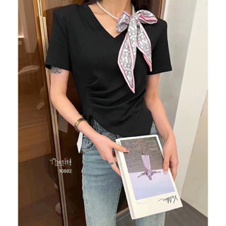เสื้อยืด+ผ้าพันคอมุกต่อผ้าผูก