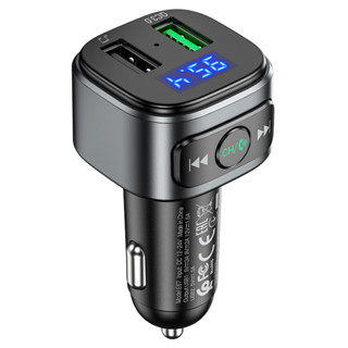 บลูทูธในรถพร้อมช่องชาร์จมือถือ Hoco Car charger “E67 Fighter” QC3.0 with wireless FM transmitter