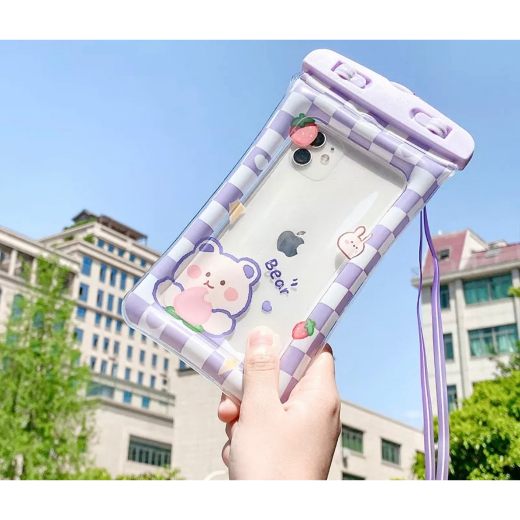 กระเป๋ากันน้ำ สำหรับโทรศัพท์ลายการ์ตูนน่ารักๆ หน้าจอสัมผัส โปร่งใส ถุงกันน้ำนิรภัย เหมาะสำหรับเล่นน้ำ