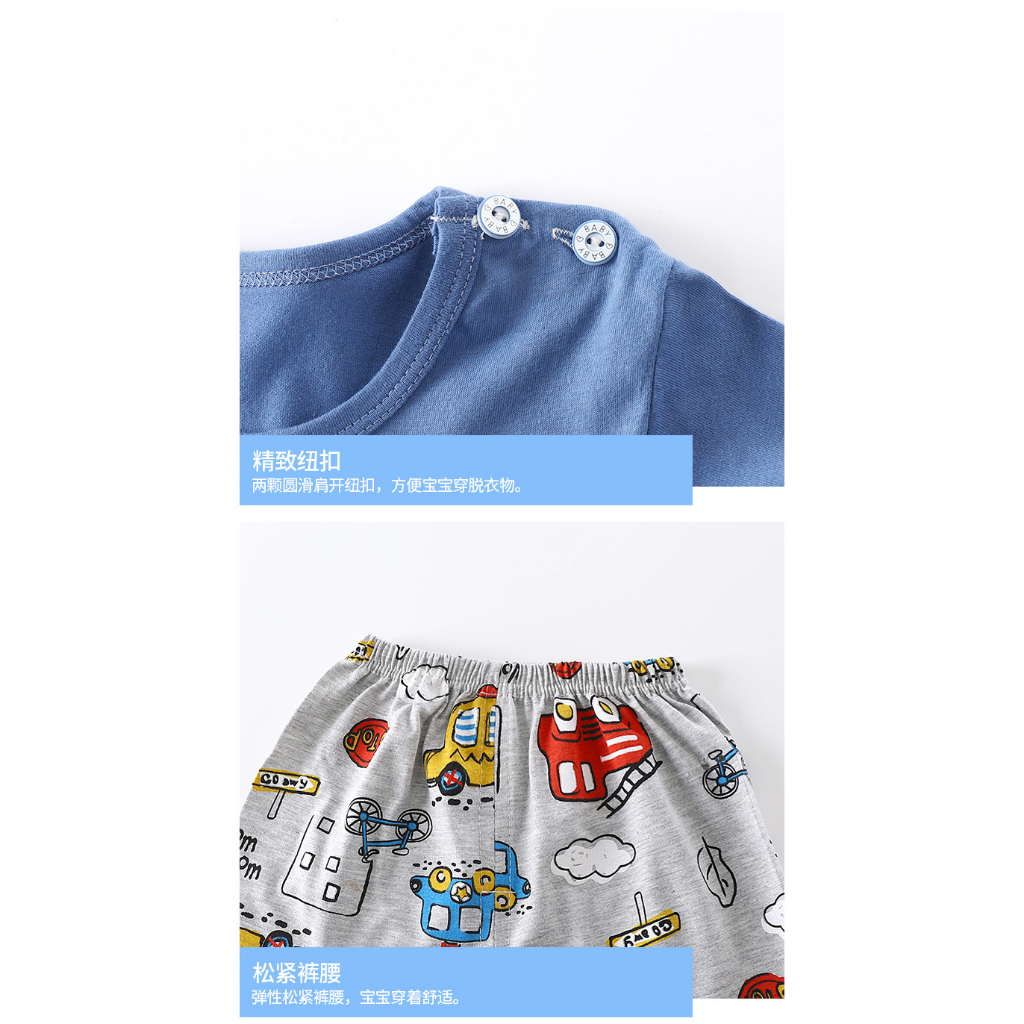 💥ส่งจากไทย💥เสื้อผ้าเด็ก CK030 เสื้อคอกลม+กางเกงขาสั้น มีไซส์ 6 เดือนถึง 5 ขวบ พร้อมส่ง ชุดเซ็ทเด็ก - รูปที่ 5