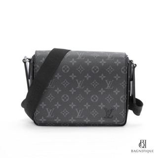 NEW LV DISTRICT MESSENGER PM BLACK MONOGRAM ECLIPSE SHW MRICROCHIP