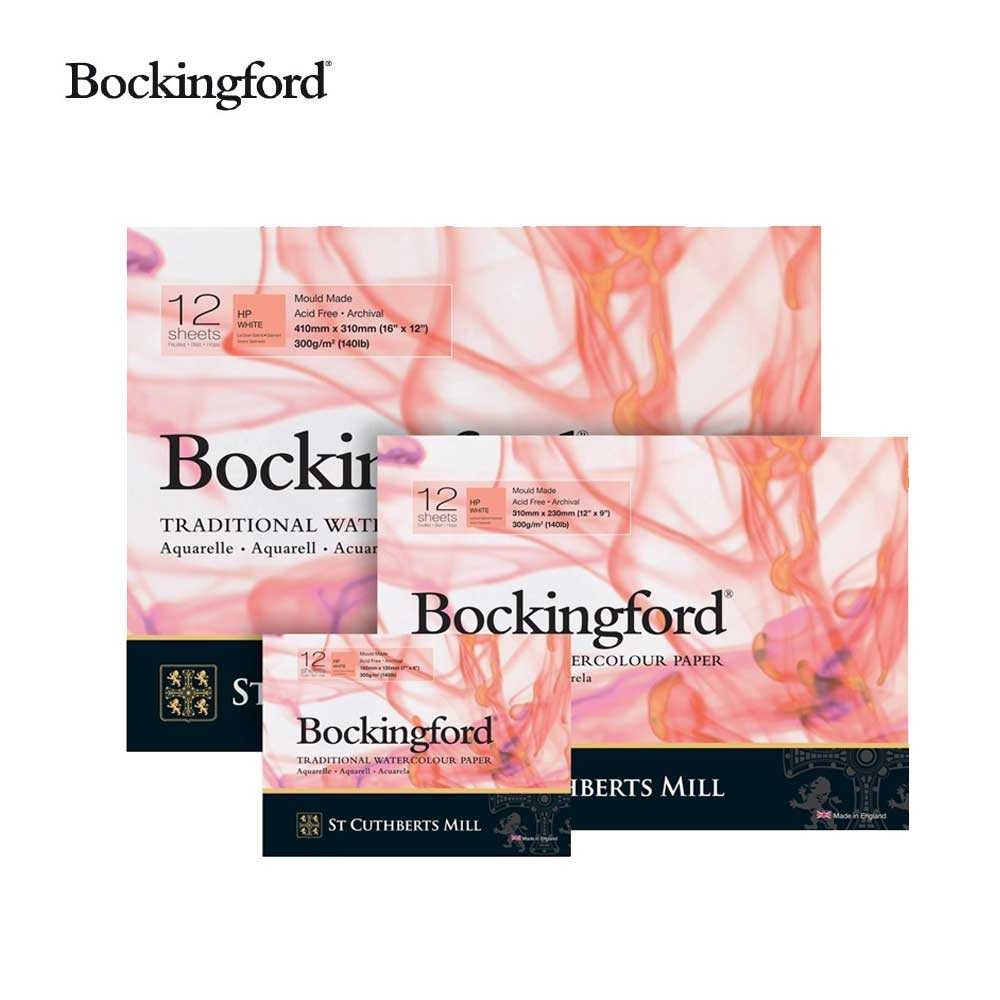 Bockingford (สันกาว 1 ด้าน) หนา 300 gsm. ผิวเรียบ จำนวน 12 แผ่น
