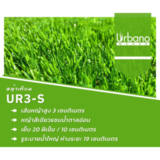 หญ้าเทียม 3ซม. เกรดพรีเมี่ยม 1x2 ม.สำหรับแต่งบ้าน แต่งสวน สีเหมือนจริง Urbano Grass ( เออบ่าโนกร๊าส ) แต่งร้าน แต่งคอนโด