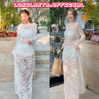 flower dress เดรสยาว เว้าหลัง เดรสลูกไม้ ไม่มีซับใน ใส่คลุมบิกินี่สวยๆจ้า เดรสใส่ไปทะเล คาเฟ่ ป้าย tanintra