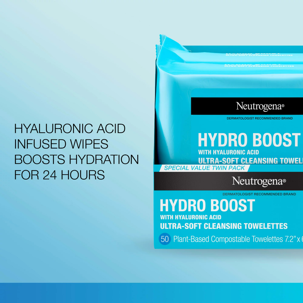 Neutrogena Hydro Boost Makeup Remover Wipes Face Cleansing Towelettes ...