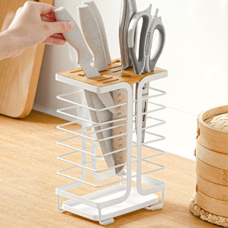 ที่เสียบมีดพร้อมถาด ที่เก็บมีดในครัว ที่เก็บมีด ที่เสียบมีด kitchen knife holder เป็นระเบียบ หยิบใช้งานได้ง่าย Soonbuy