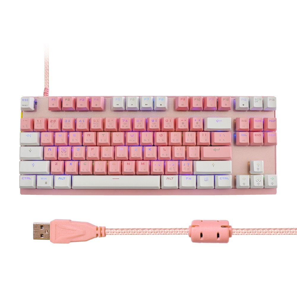 OKER GAMING KEYBOARD WINTER PINK RGB BACKLIT K83 (Blue Switch ...