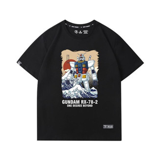 โมบิลสูทกันดั้ม และ Kanagawa Surf เสื้อยืดแขนสั้นผู้ชาย Anime เสื้อผ้าฝ้ายอะนิเมะ