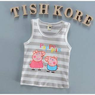 เสื้อกล้ามแฟชั่น Pappe Pig ลายทาง สีเทา